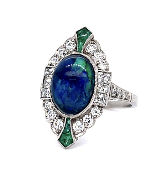 2.75ct Australian Black Opal PT Handmade Ring