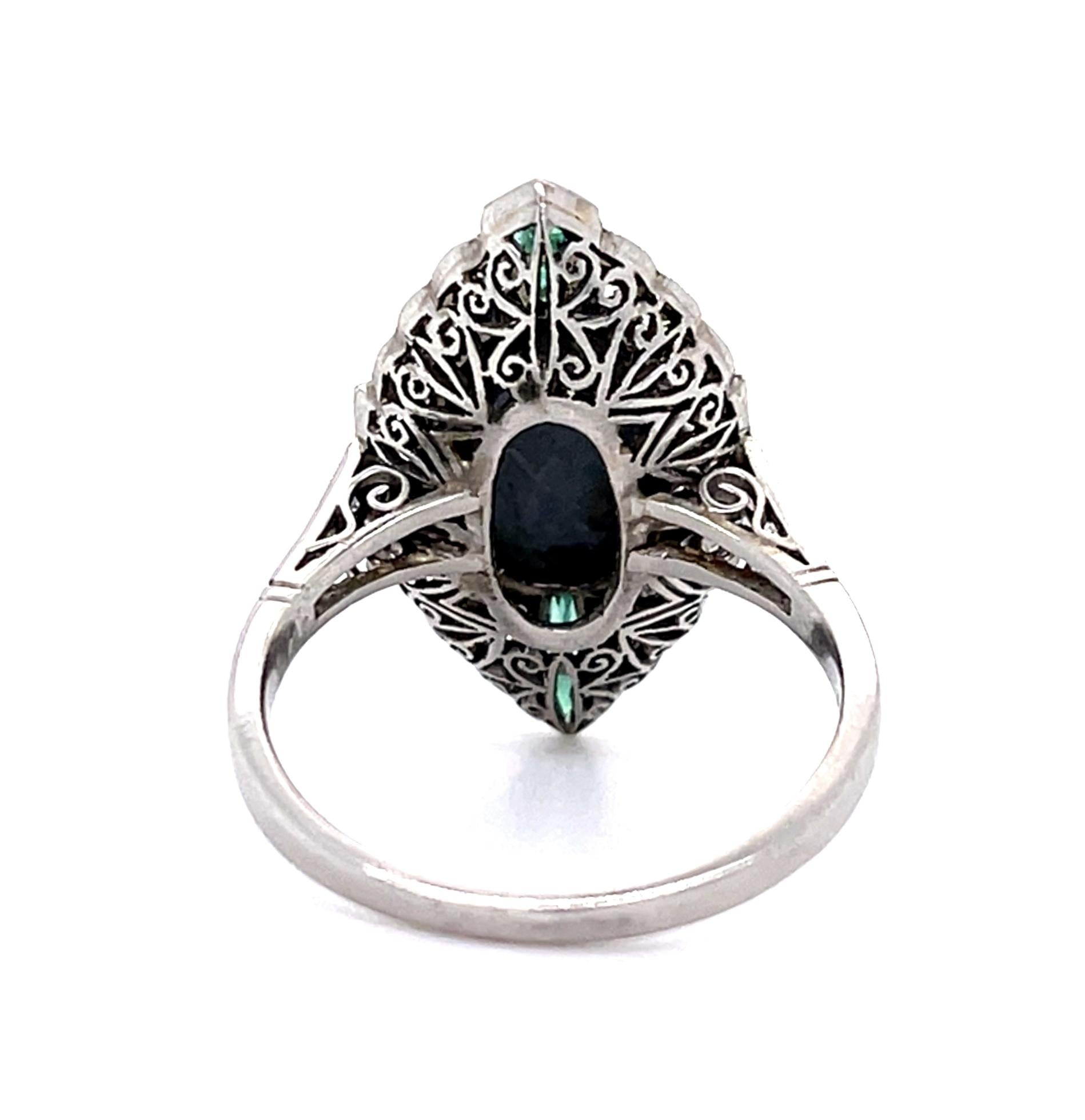 2.75ct Australian Black Opal PT Handmade Ring