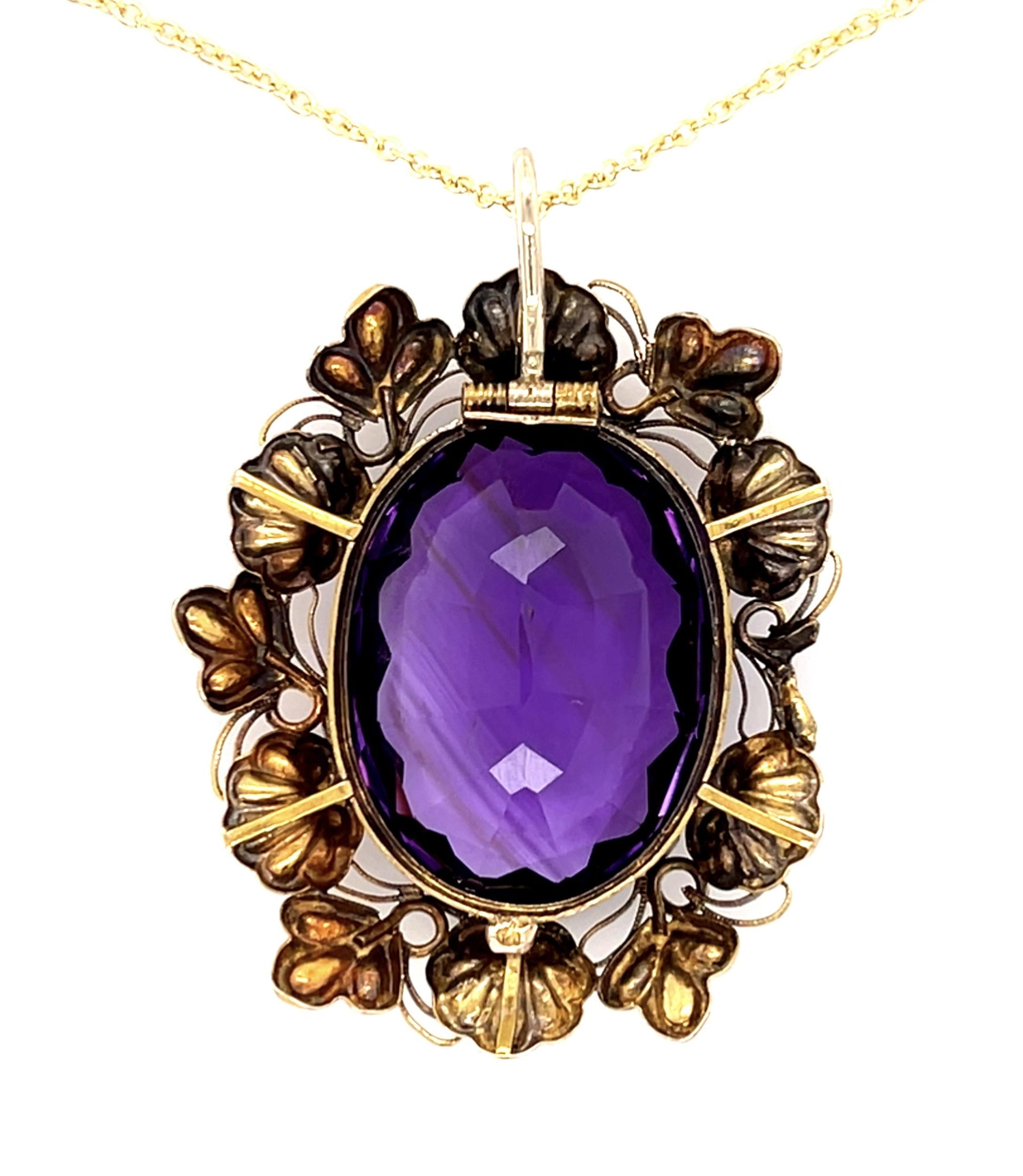 Original Victorian 23ct Amethyst 14KY Pendant (Antique 1890s)