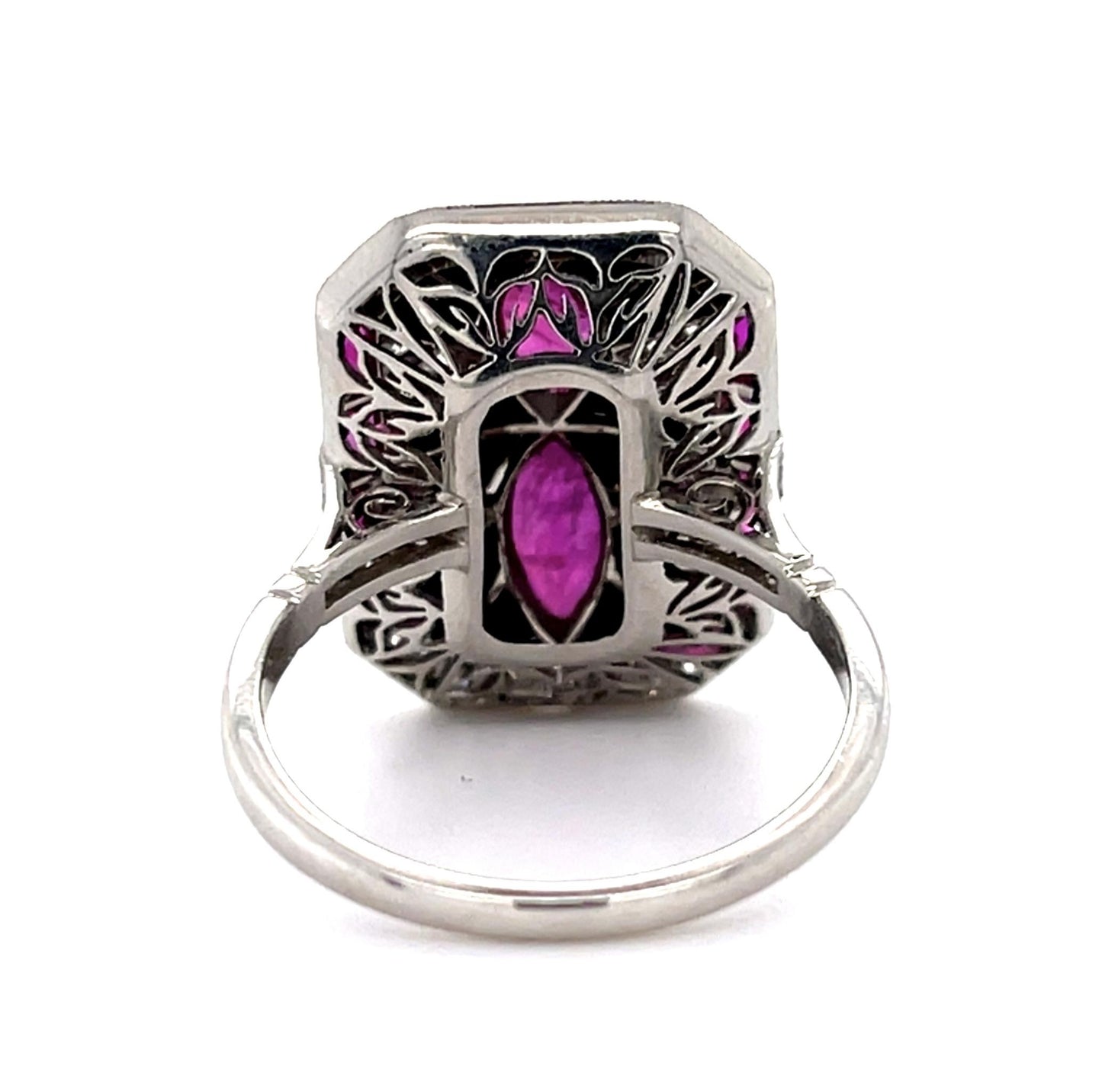 1.25ct Marquise Ruby + Onyx PT Handmade Ring