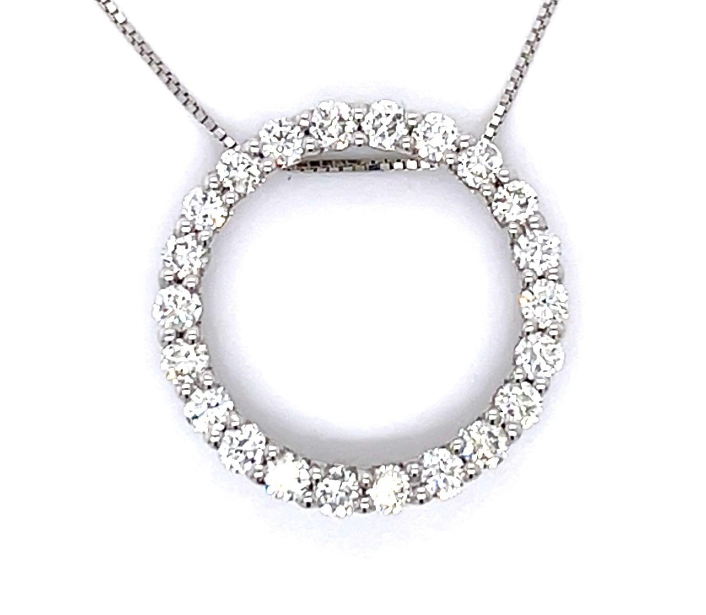 1ct Diamond 14KW Circle Pendant