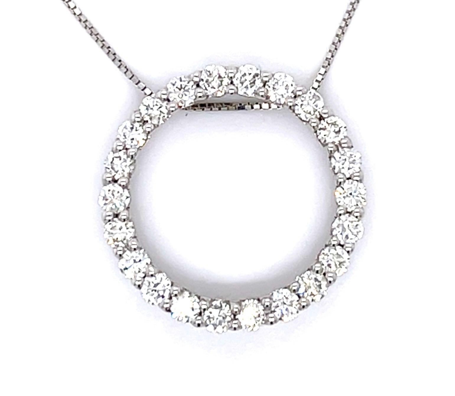1ct Diamond 14KW Circle Pendant