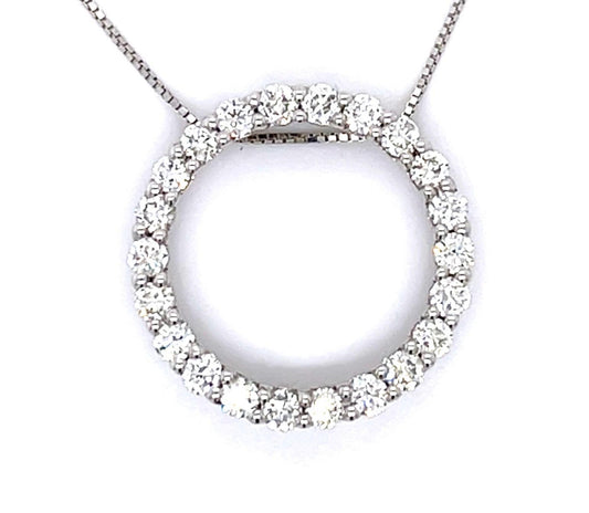 1ct Diamond 14KW Circle Pendant