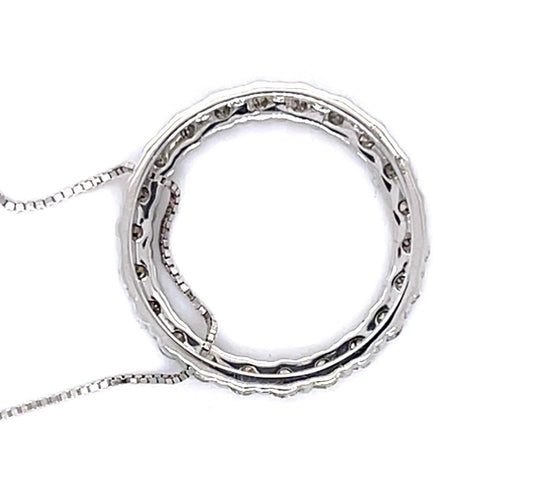 1ct Diamond 14KW Circle Pendant