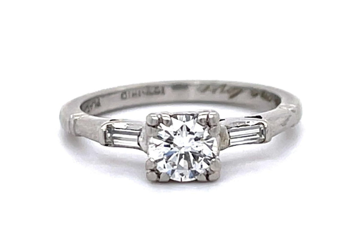 Original Art Deco .45ct Center Diamond PT Ring (Vintage 1930s)