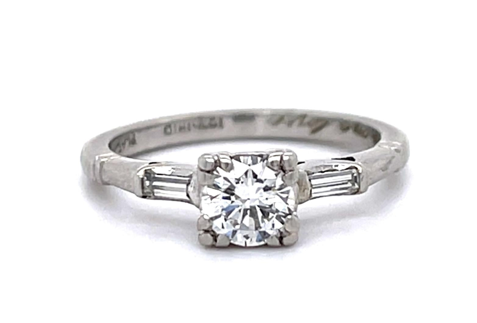 Original Art Deco .45ct Center Diamond PT Ring (Vintage 1930s)