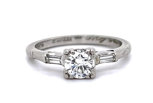 Original Art Deco .45ct Center Diamond PT Ring (Vintage 1930s)