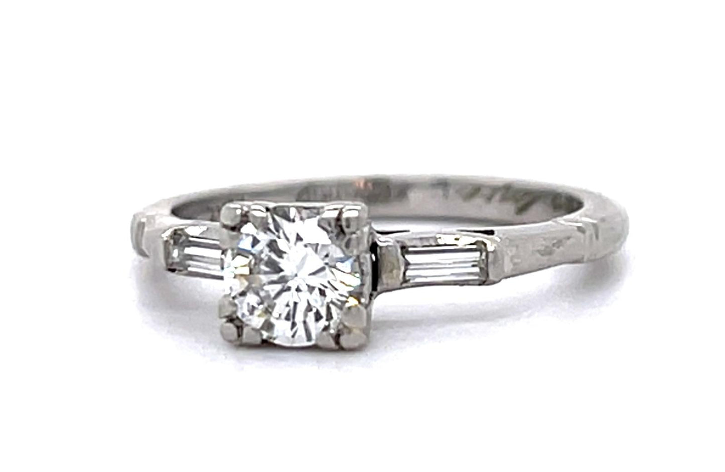 Original Art Deco .45ct Center Diamond PT Ring (Vintage 1930s)