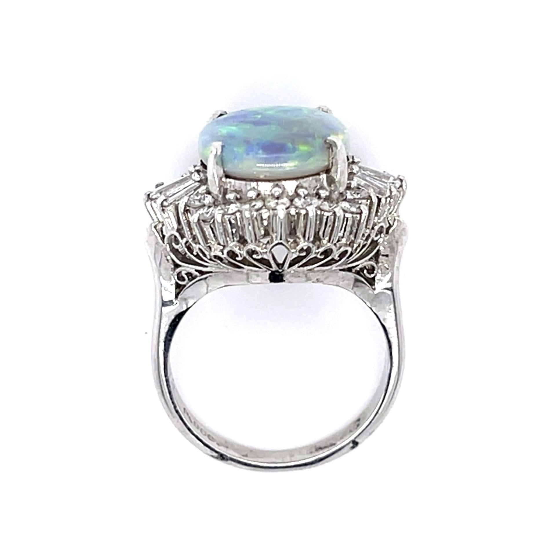 3.31ct Semi Black Australian Opal PT Ring