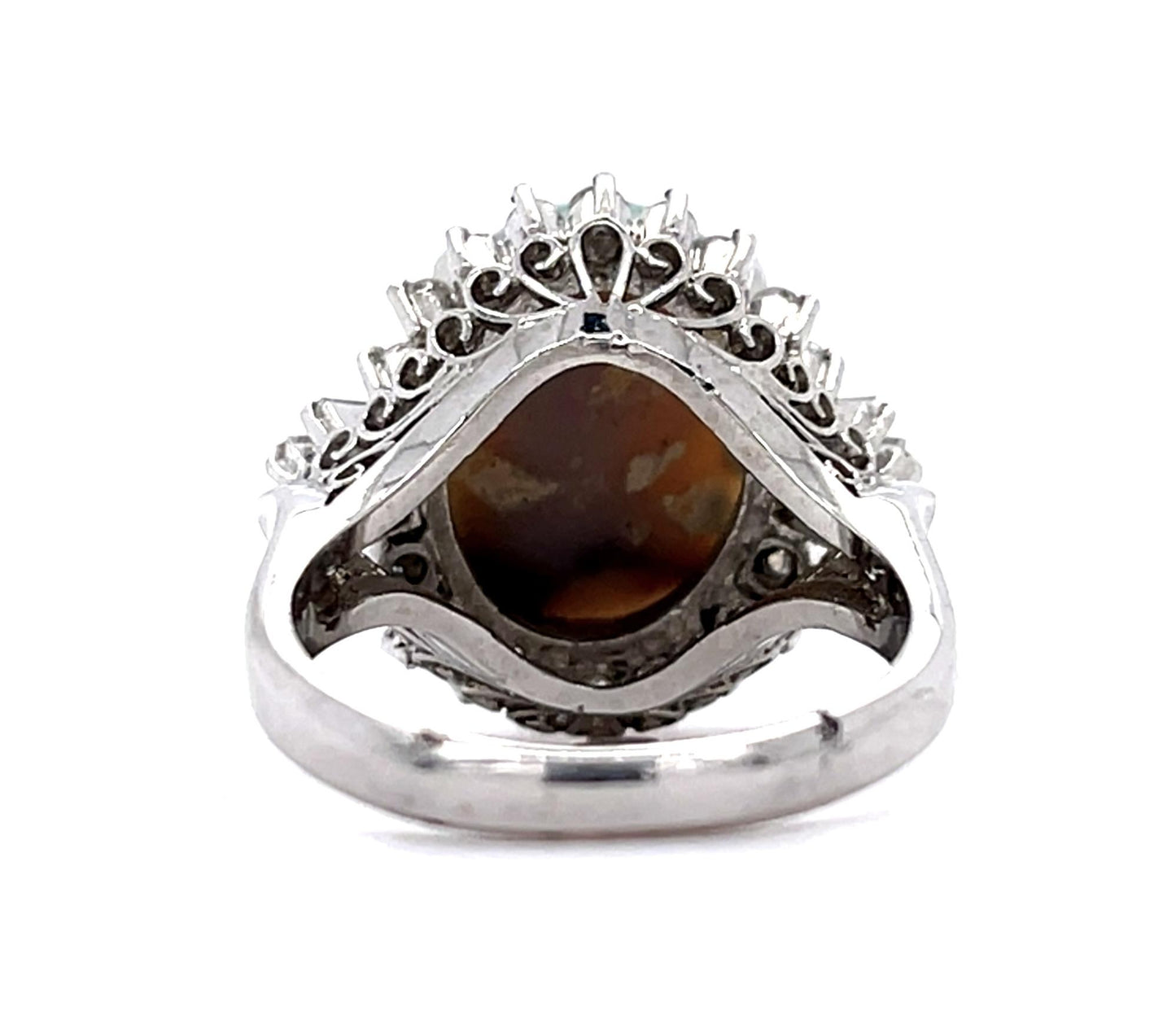 3.31ct Semi Black Australian Opal PT Ring