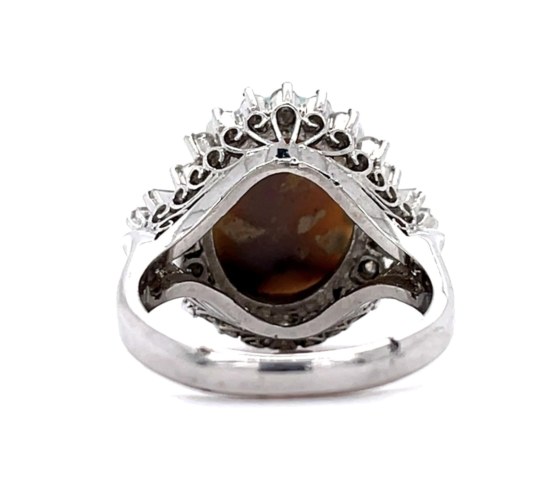 3.31ct Semi Black Australian Opal PT Ring