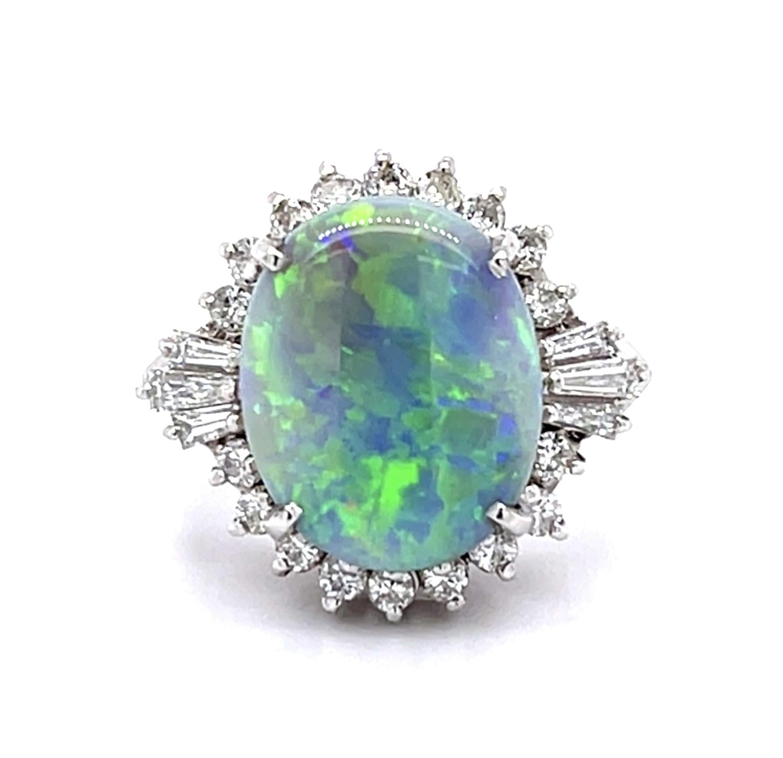 3.31ct Semi Black Australian Opal PT Ring