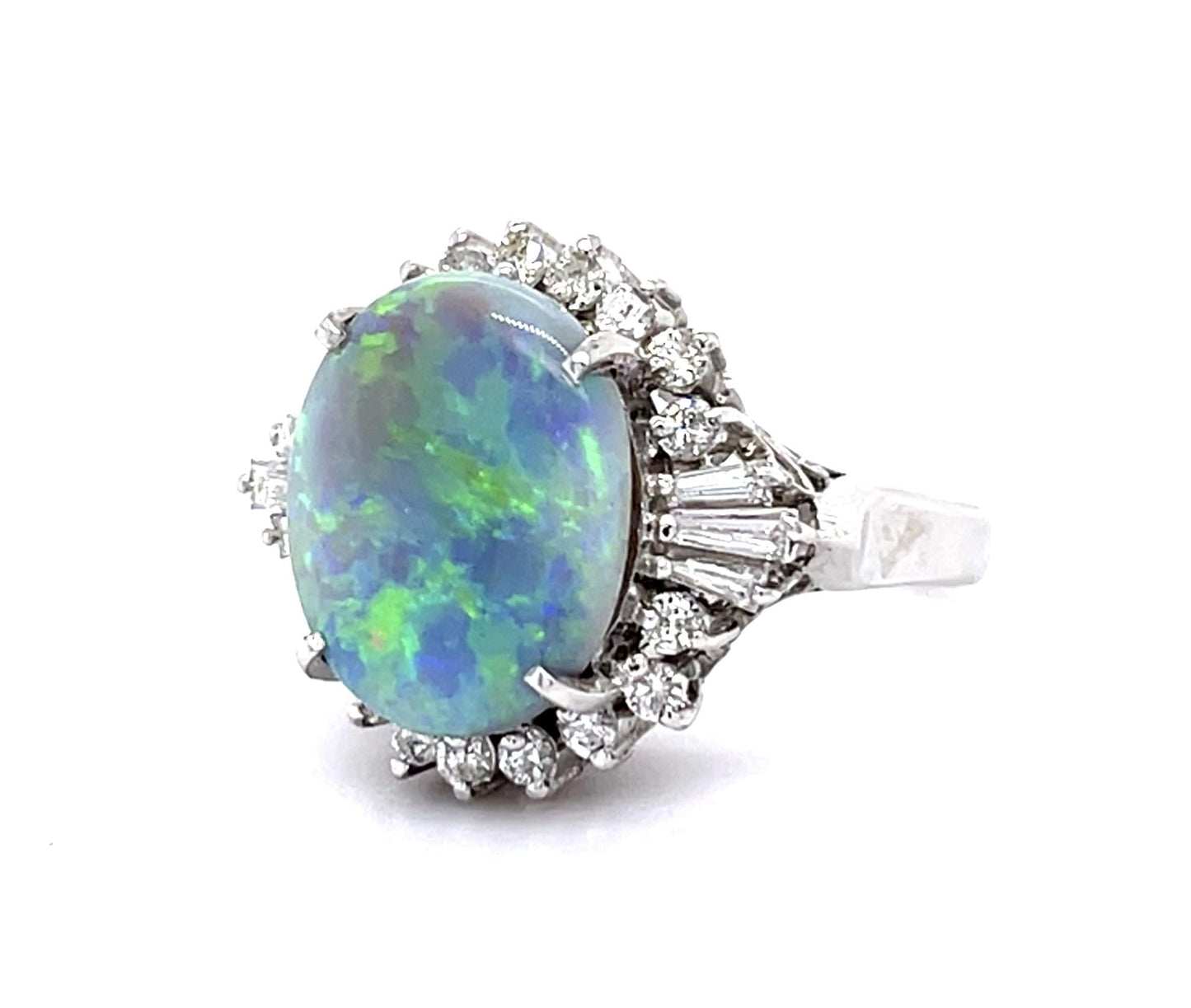 3.31ct Semi Black Australian Opal PT Ring