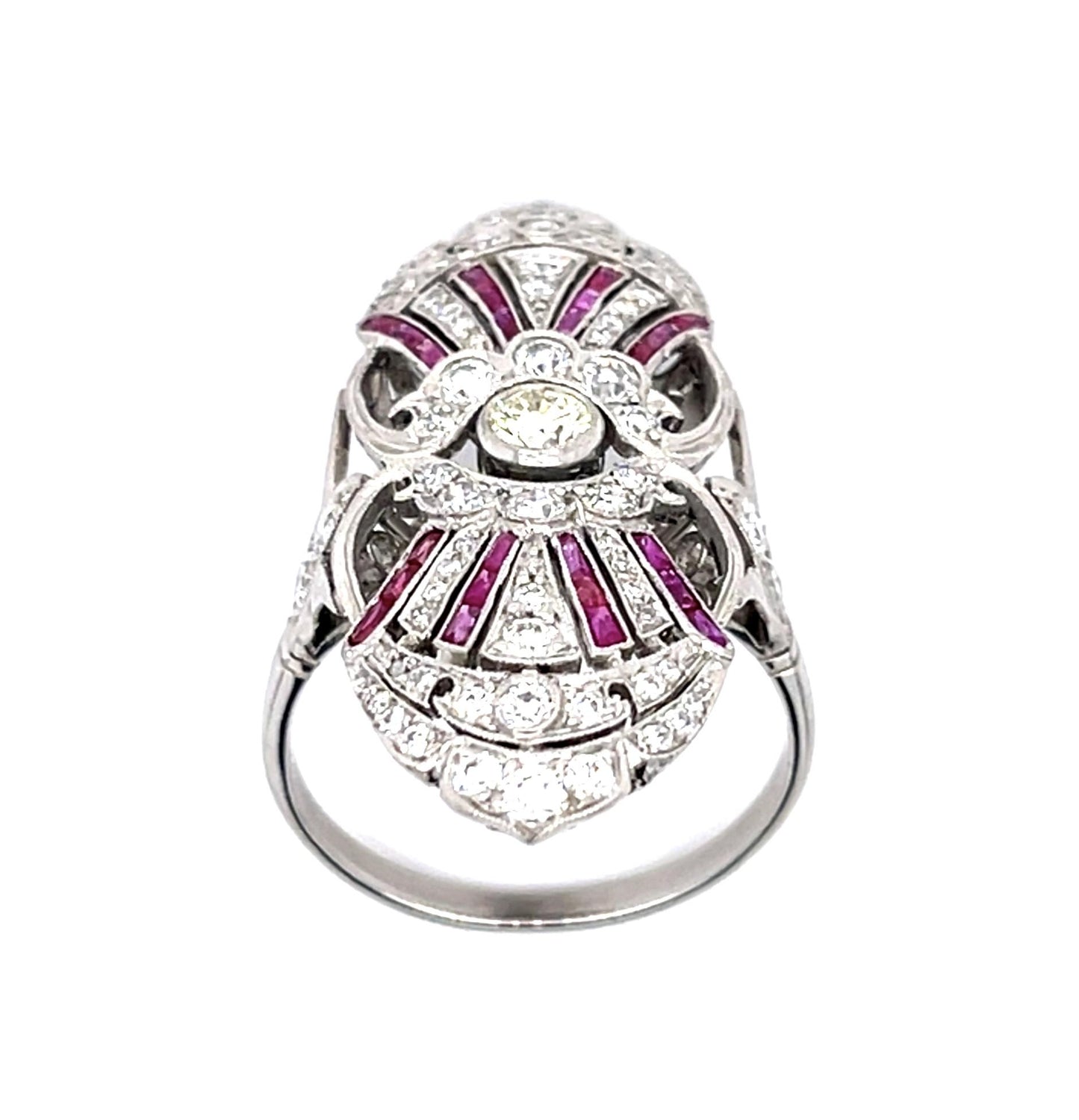 .18ct Euro Center Dia PT Handmade Ring .53ct Ruby