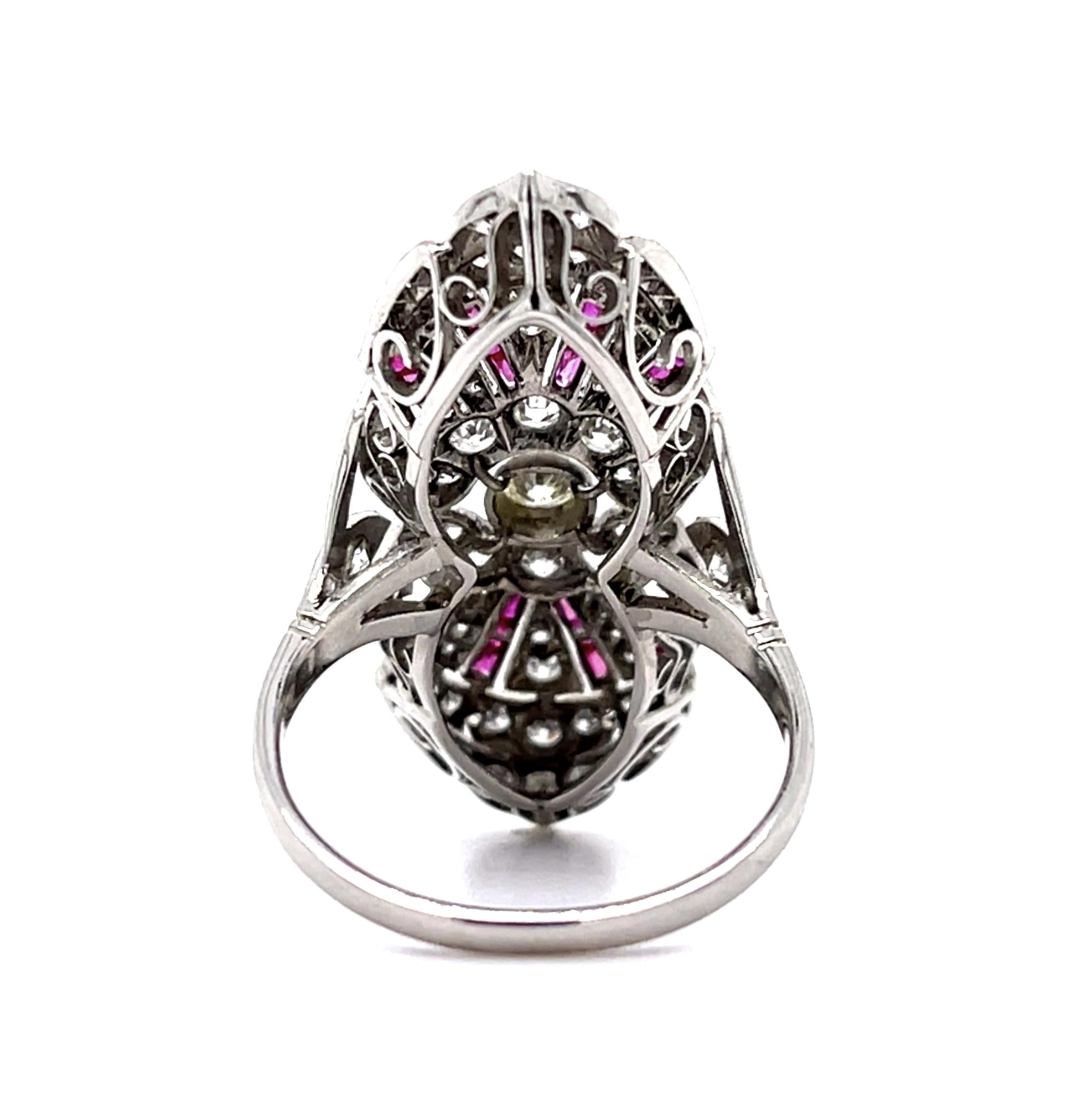 .18ct Euro Center Dia PT Handmade Ring .53ct Ruby