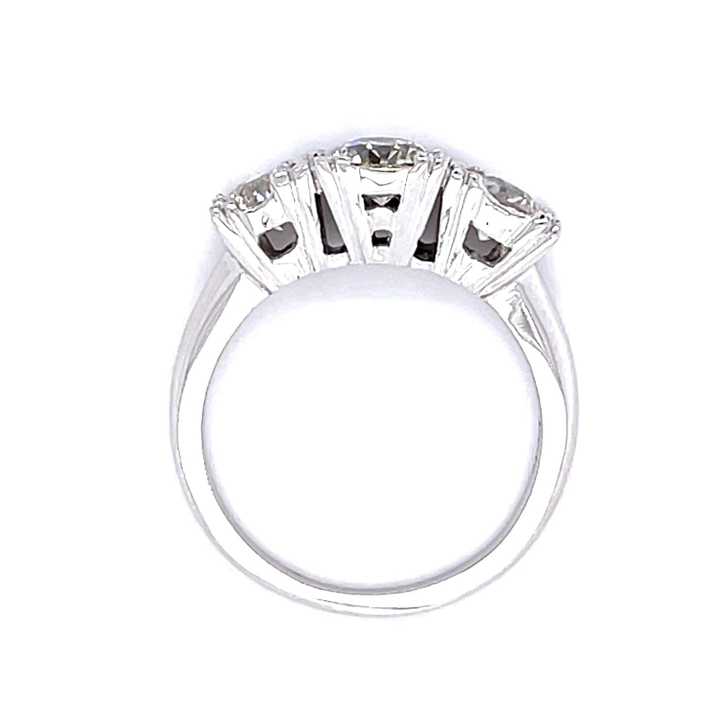 .66ct Center European Diamond 14KW Three Stone Ring (Vintage 1940s)