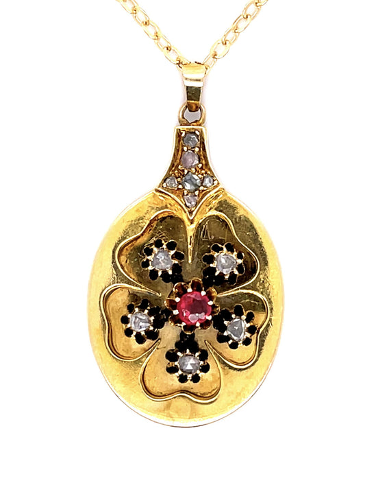 Victorian .70ct Diamond 18KY Pendant (Antique 1890s)