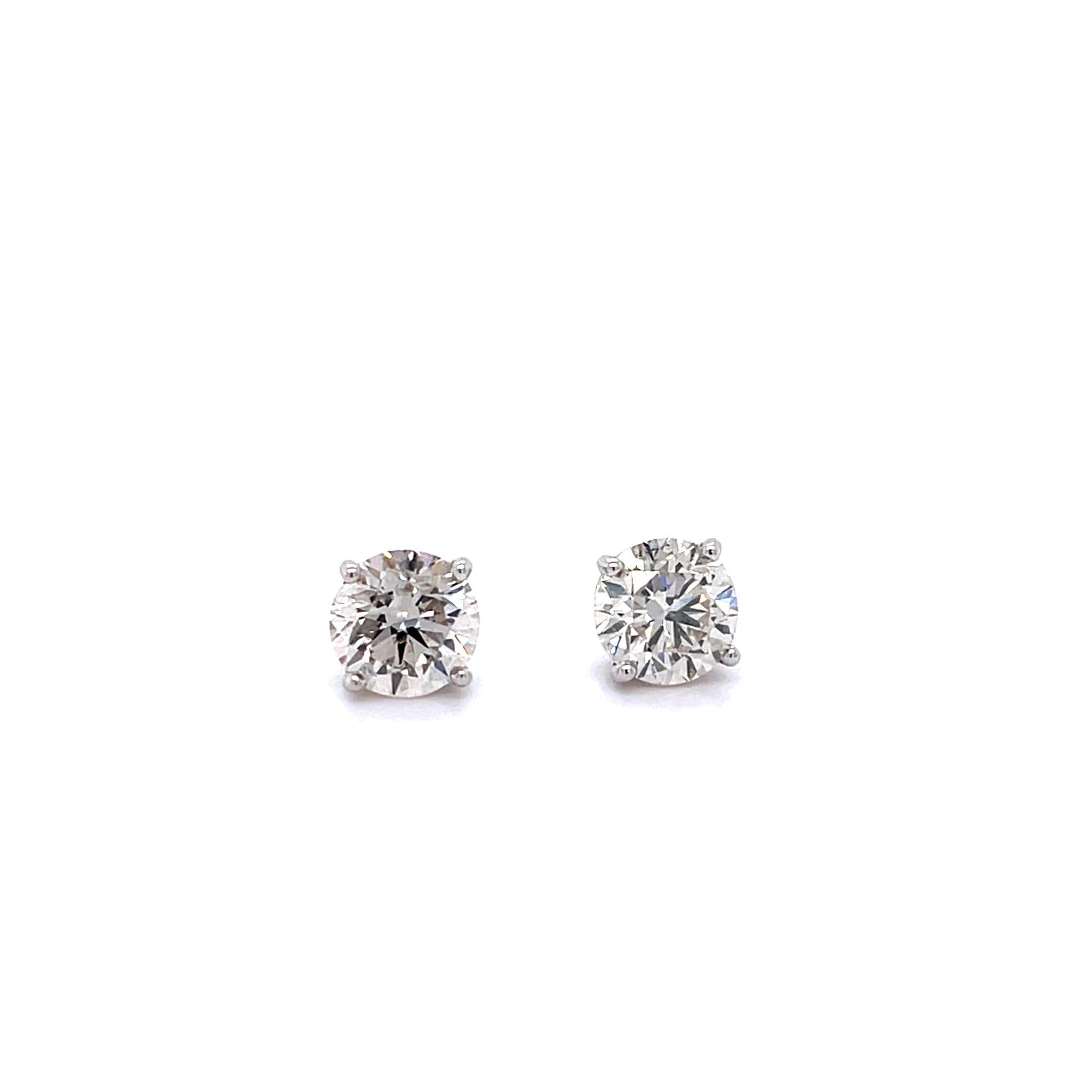 2.10ct Round Diamond 14KW Stud Earrings