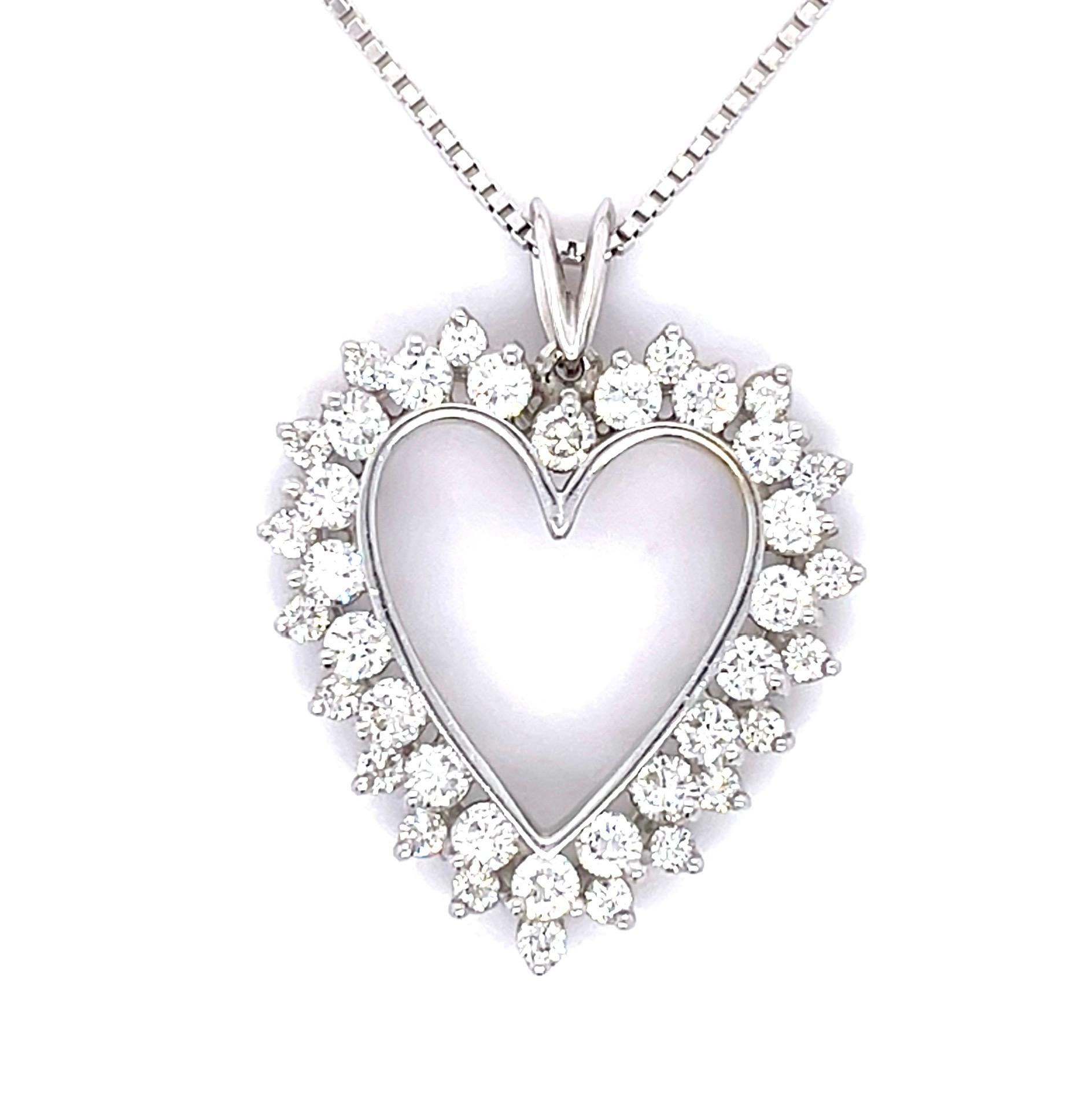 2.40ct Diamond 14KW Heart Pendant