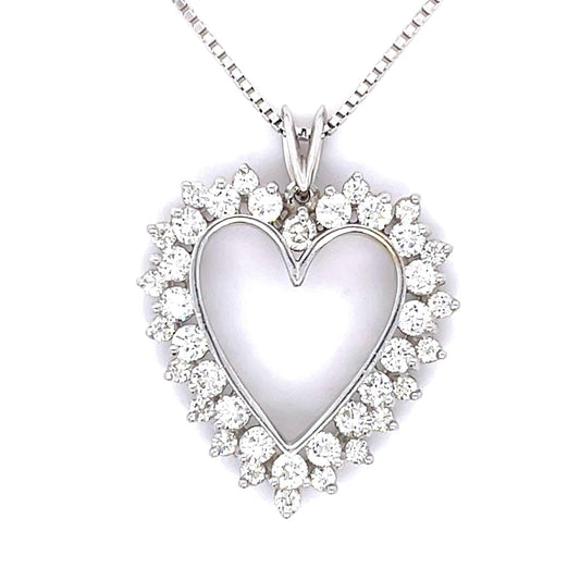 2.40ct Diamond 14KW Heart Pendant