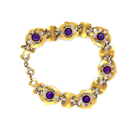 Original Art Nouveau 5.50ct Amethyst 18KW Bracelet (Antique 1890s)
