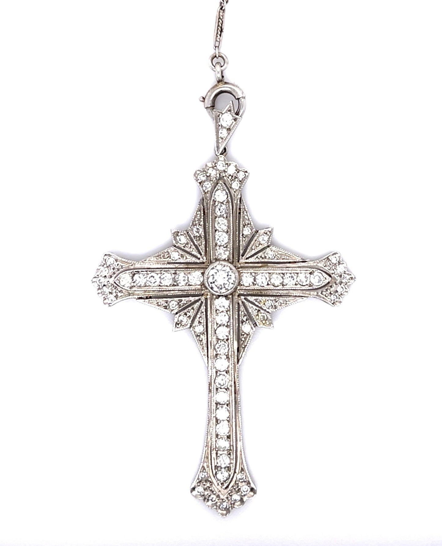 1.60ct Diamond PT+14KY Handmade Cross Pendant