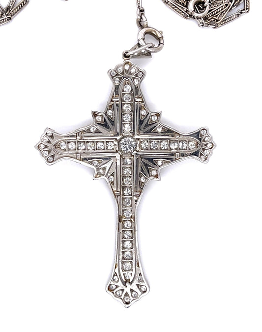 1.60ct Diamond PT+14KY Handmade Cross Pendant