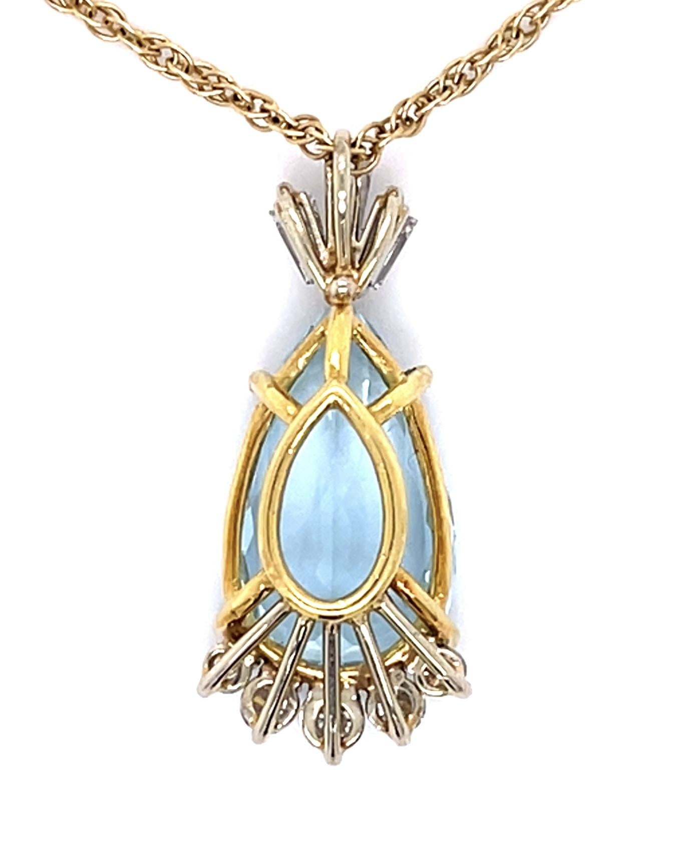5.30ct Aquamarine .60ct Diamond Custom Made 18KY Pendant