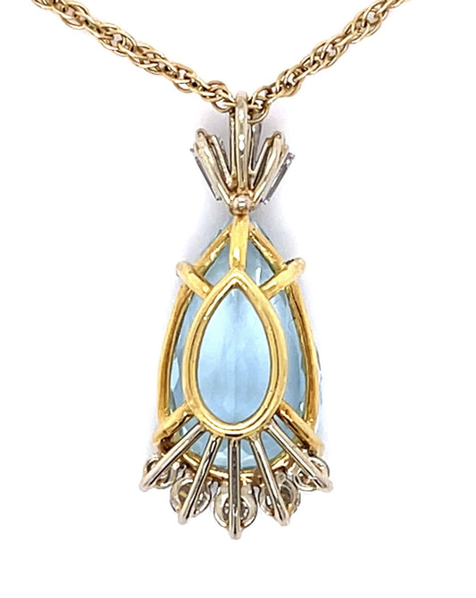 5.30ct Aquamarine .60ct Diamond Custom Made 18KY Pendant