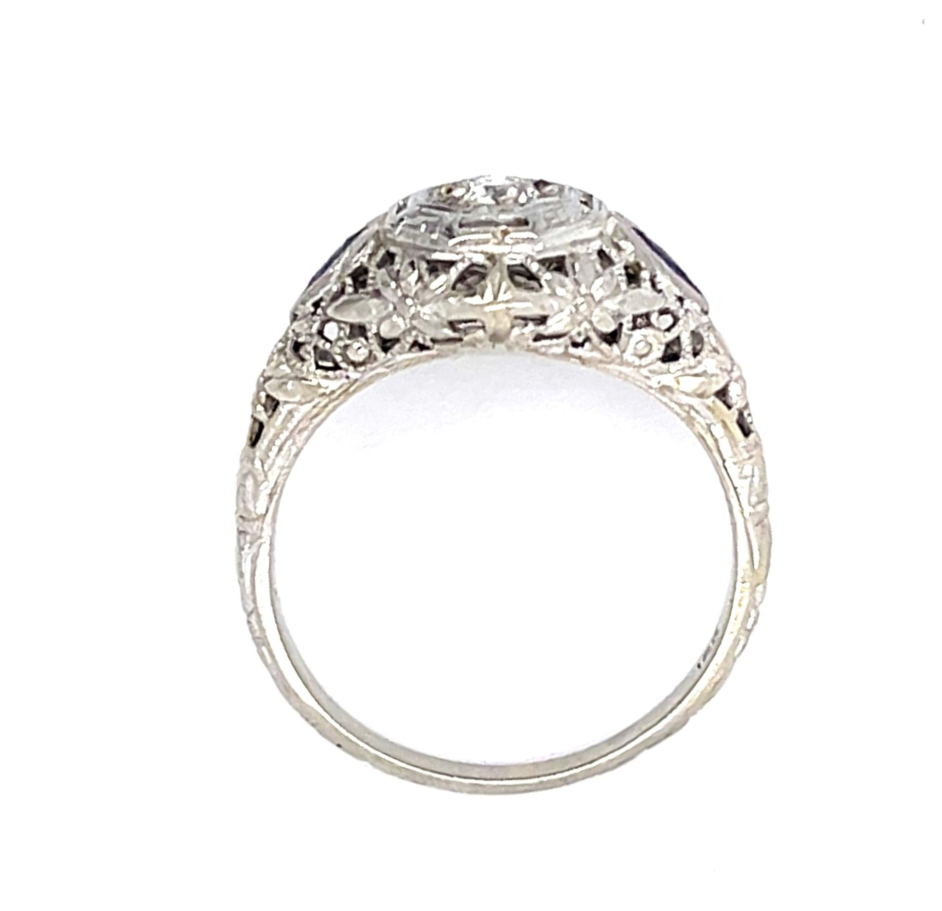 Original Art Deco .15ct Euro Diamond 18KW Ring (Antique 1920s)