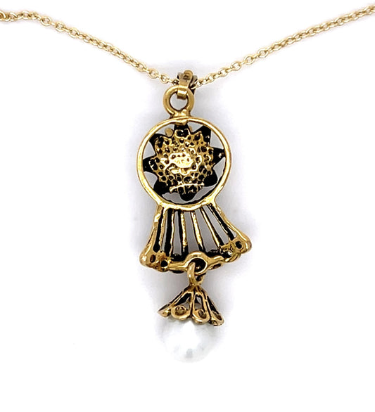 Opal, Diamond + Pearl 14KY Pendant