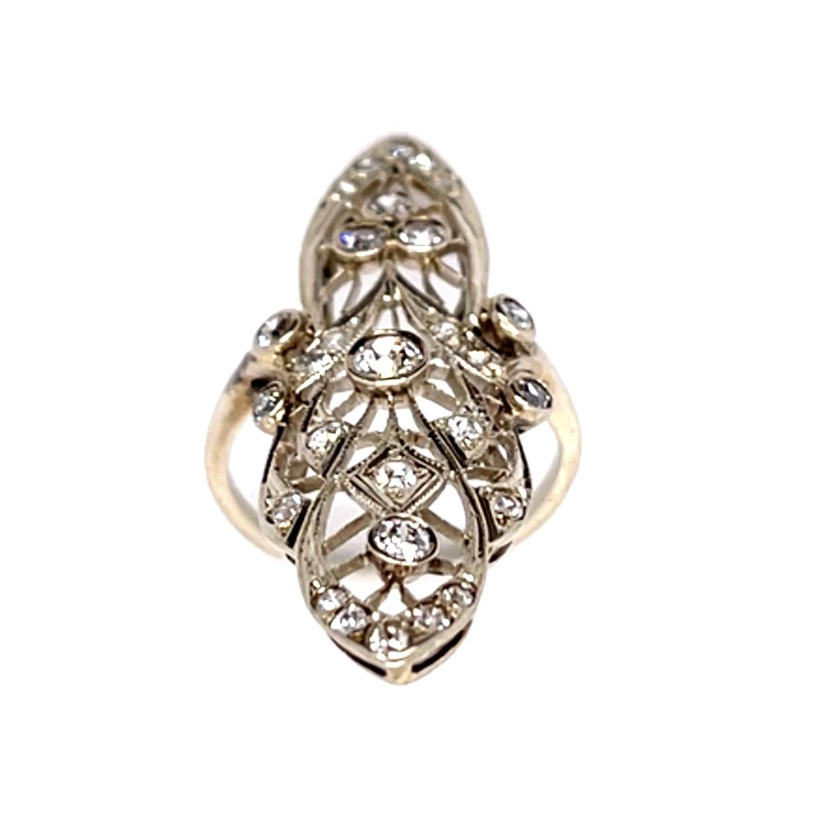 Original Art Deco 1.10ct Diamond 14KW Ring (Vintage 1930s)