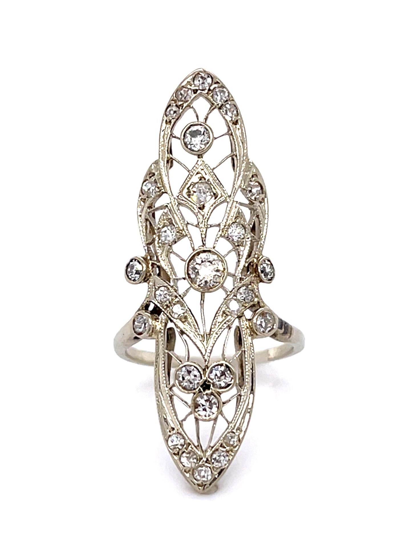 Original Art Deco 1.10ct Diamond 14KW Ring (Vintage 1930s)