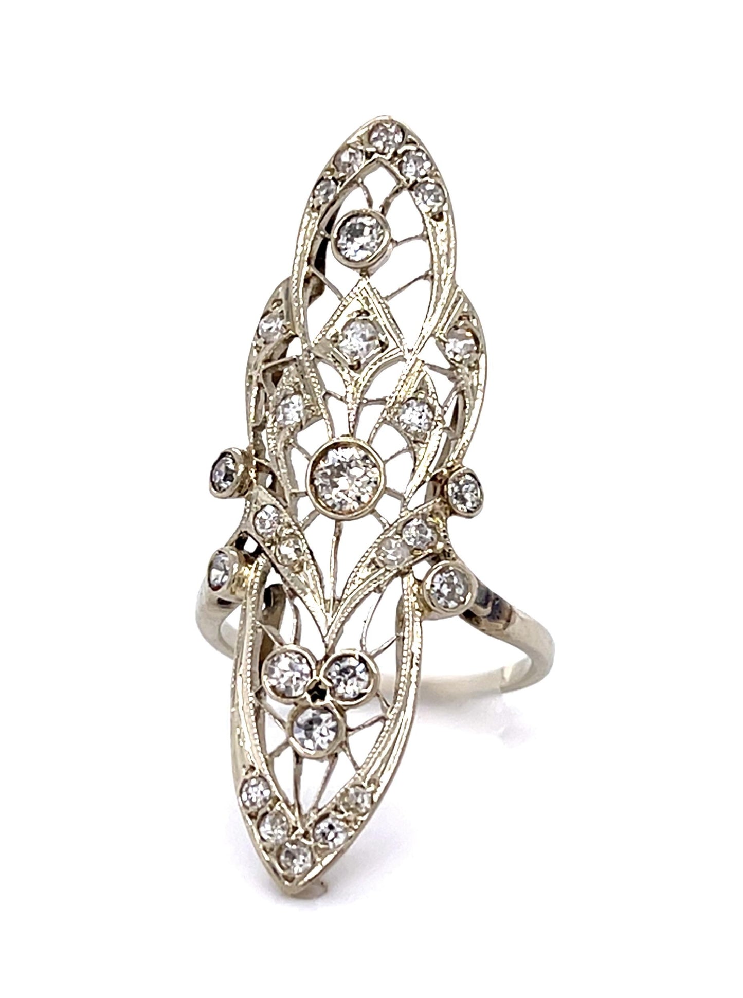 Original Art Deco 1.10ct Diamond 14KW Ring (Vintage 1930s)