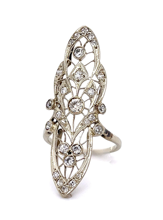 Original Art Deco 1.10ct Diamond 14KW Ring (Vintage 1930s)