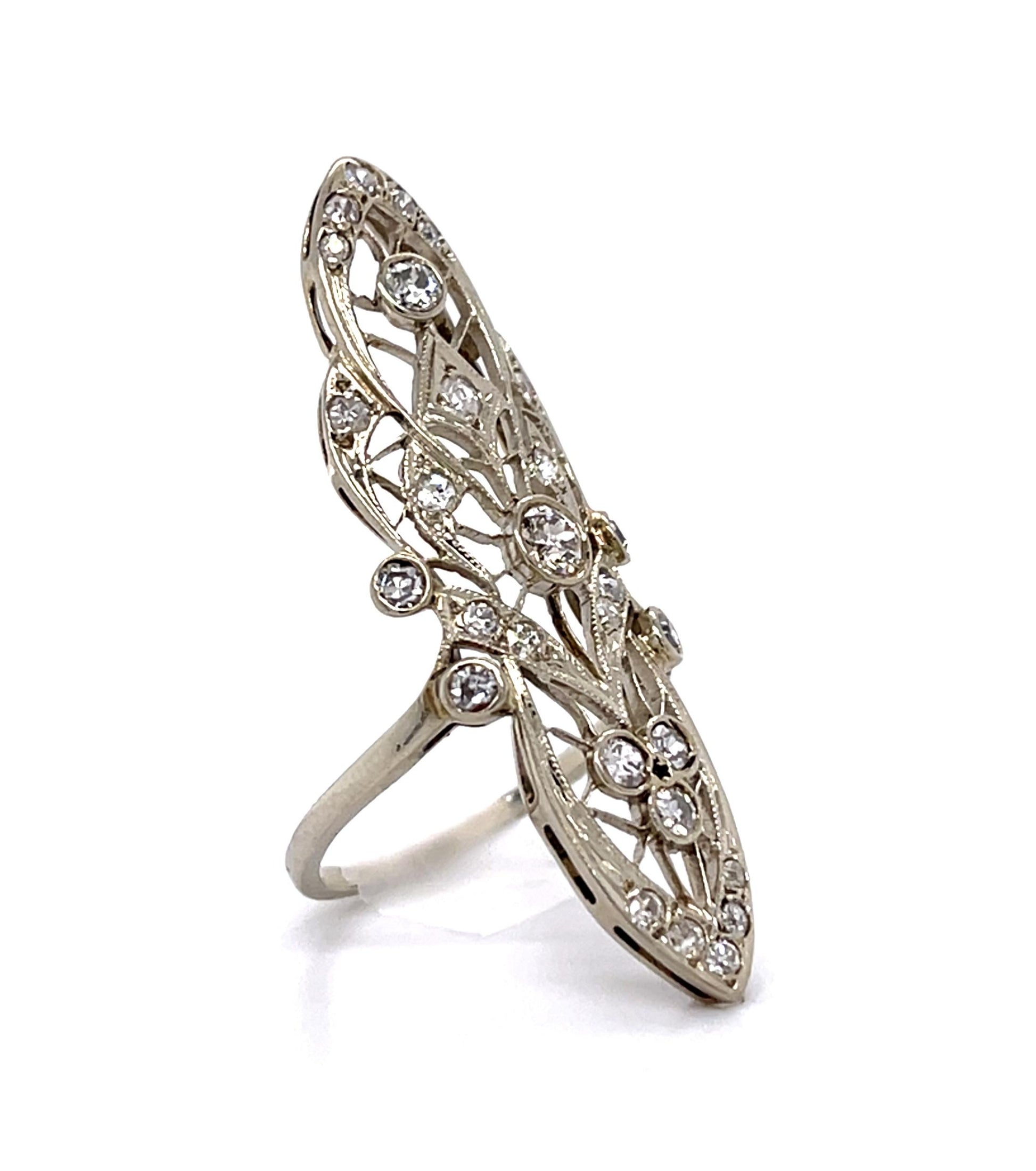 Original Art Deco 1.10ct Diamond 14KW Ring (Vintage 1930s)