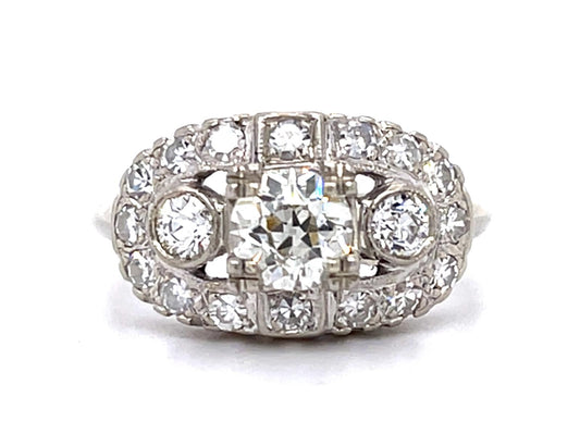 Original Art Deco .65ct Euro Diamond 14KW Ring (Vintage 1935) .70ct SD