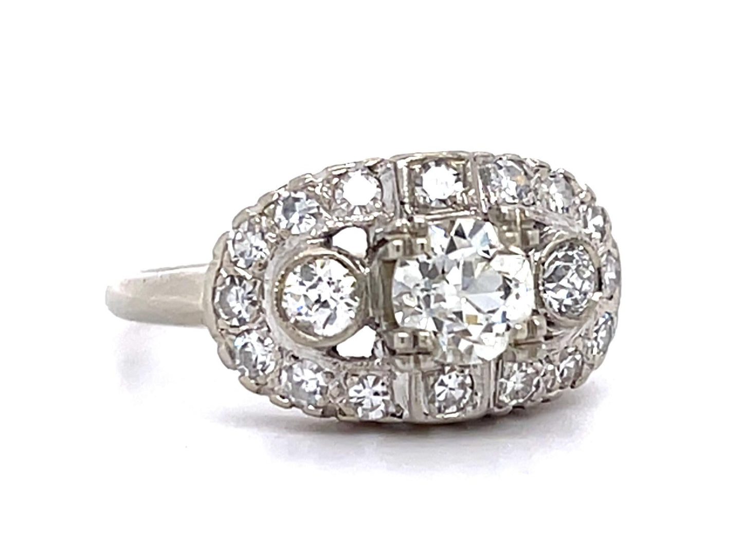 Original Art Deco .65ct Euro Diamond 14KW Ring (Vintage 1935) .70ct SD