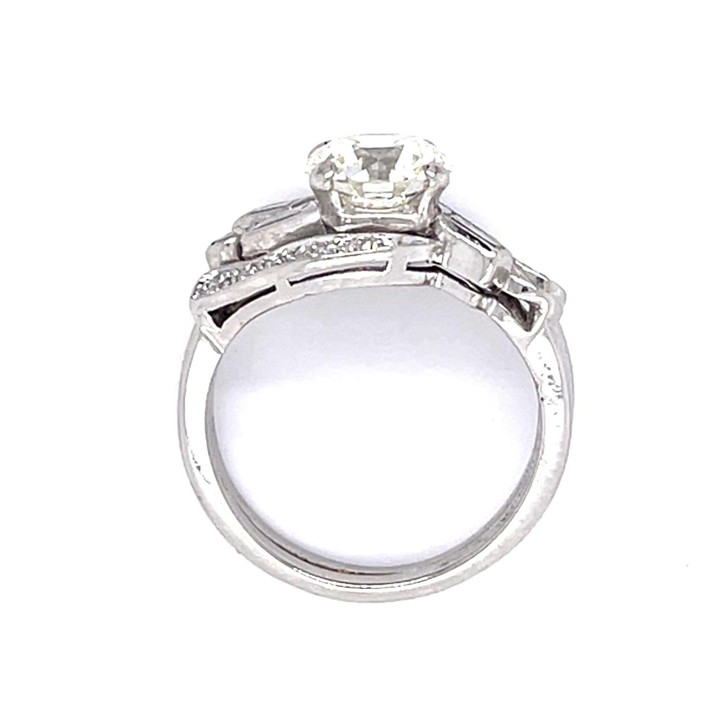 Art Deco 1.85ct European Diamond PT Ring (Vintage 1930s) .70ct Side Dia