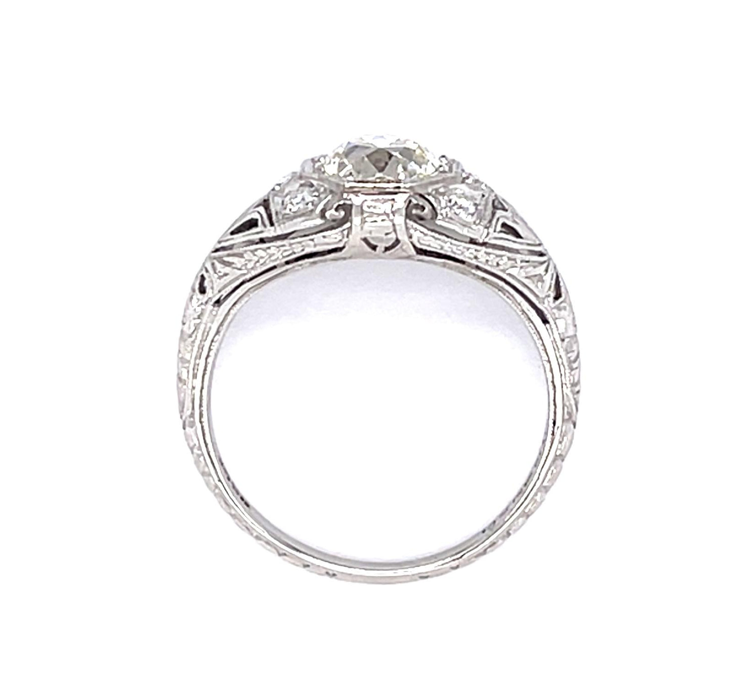 Original Art Deco .90ct European Diamond PT Ring (Antique 1920s)
