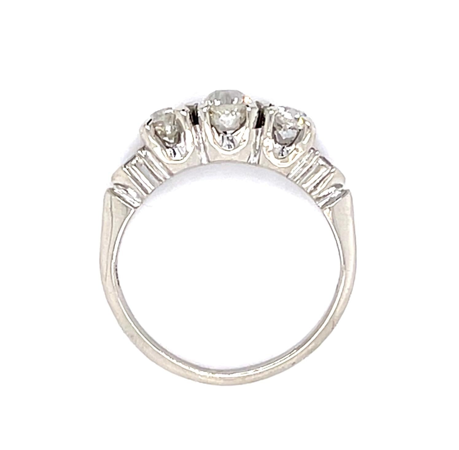Original .86ct European Diamond 14KW Ring (Vintage 1940s)