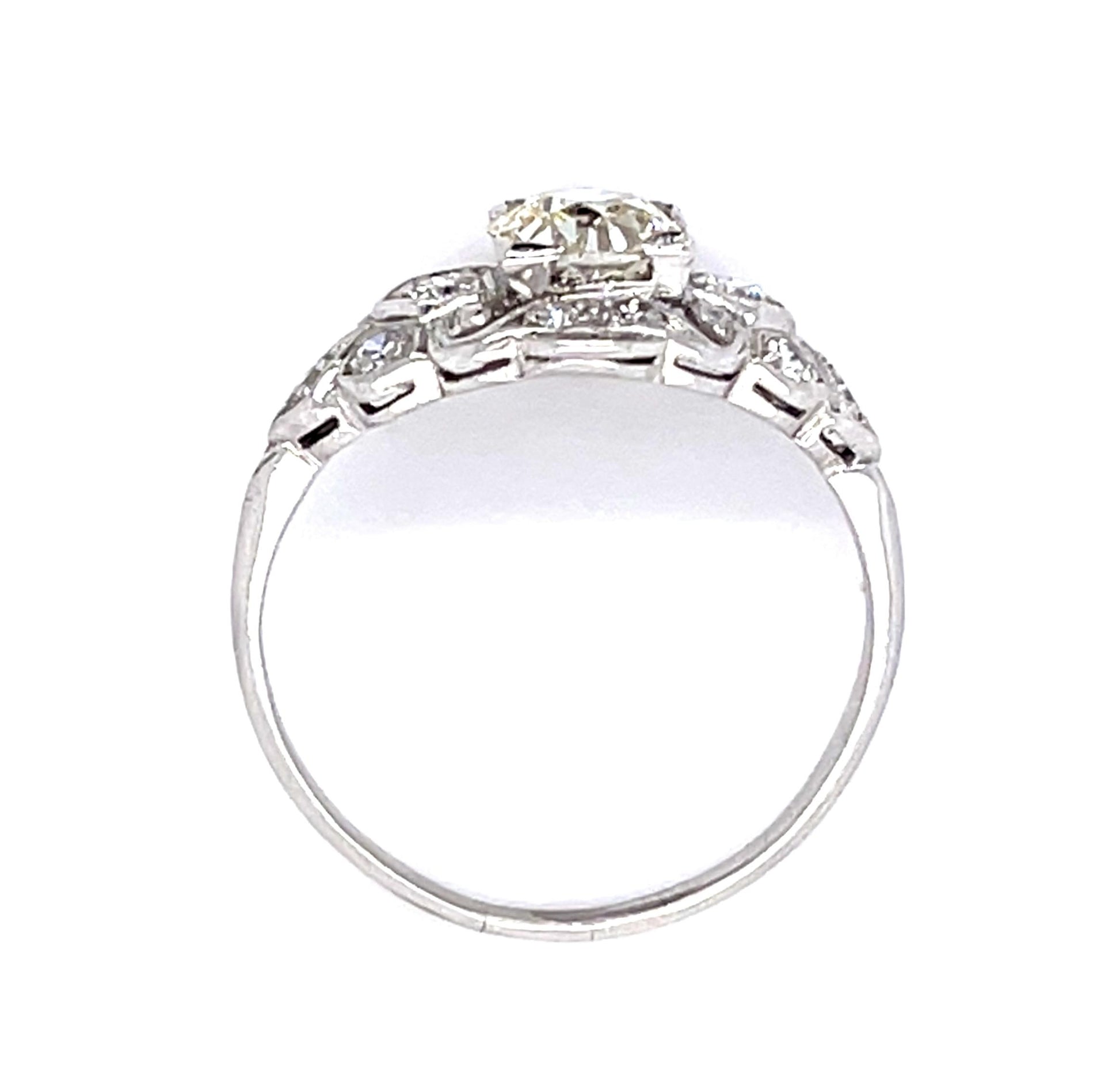 Original Art Deco .70ct European Diamond PT Ring (Antique 1920s)