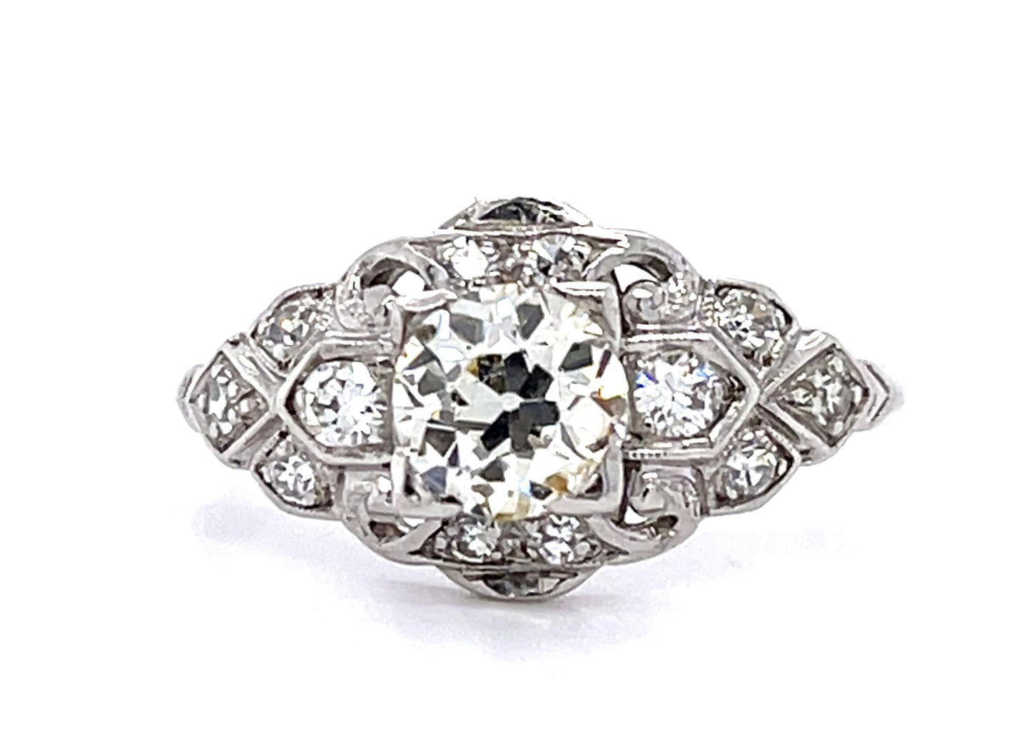 Original Art Deco .70ct European Diamond PT Ring (Antique 1920s)