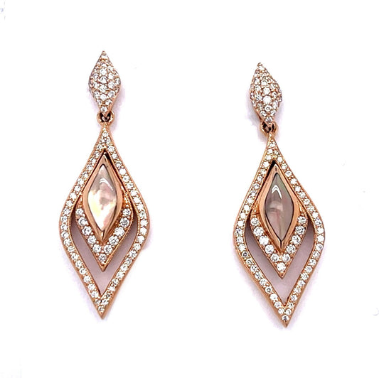 Kabana .74ct Diamond + Mother of Pearl 14KY Drop Earrings