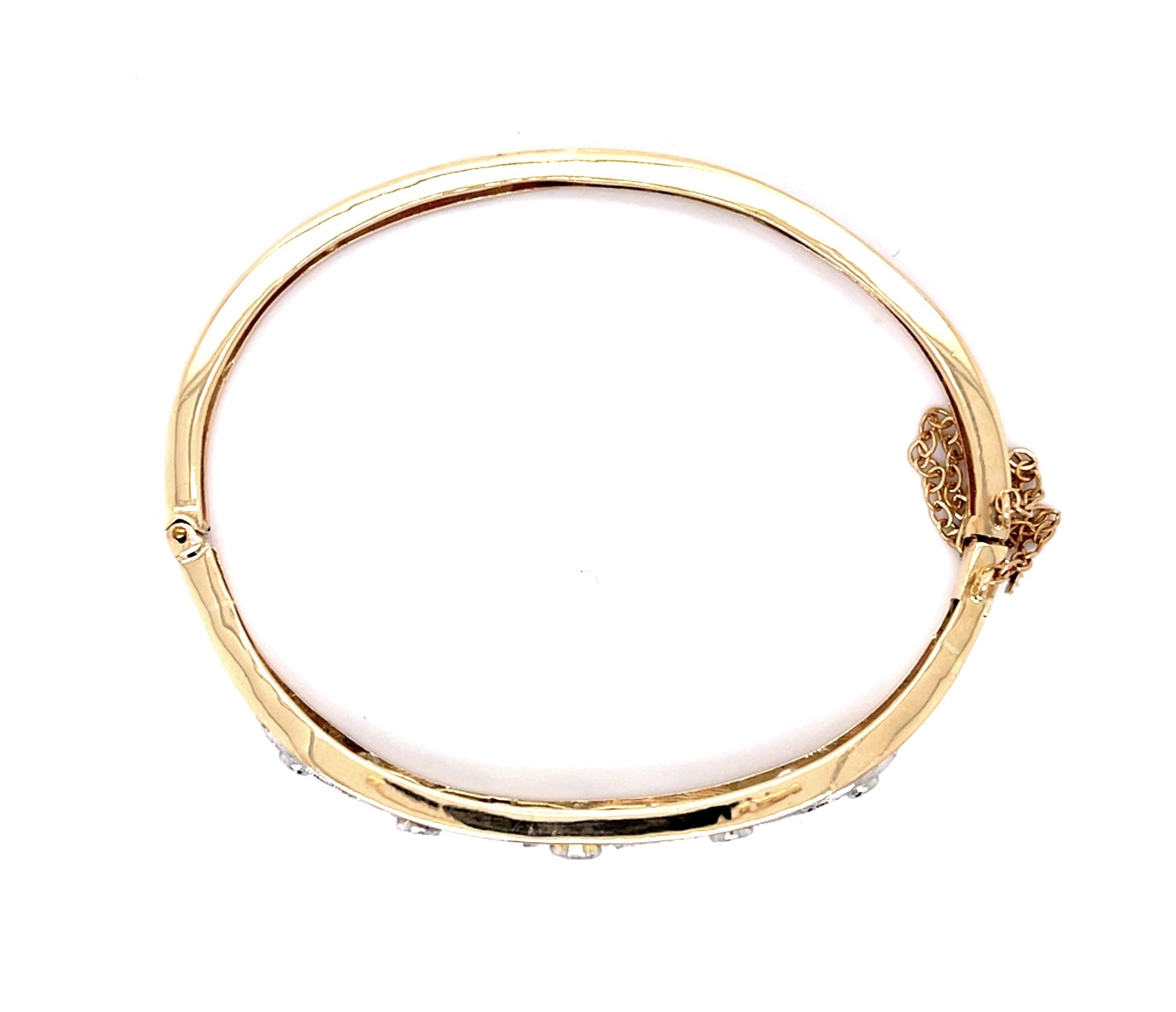 .80ct European Diamond PT+14KY Bangle Bracelet (Vintage 1930s)