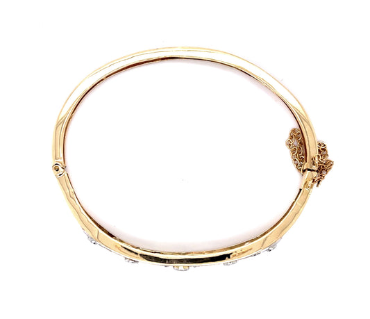 .80ct European Diamond PT+14KY Bangle Bracelet (Vintage 1930s)