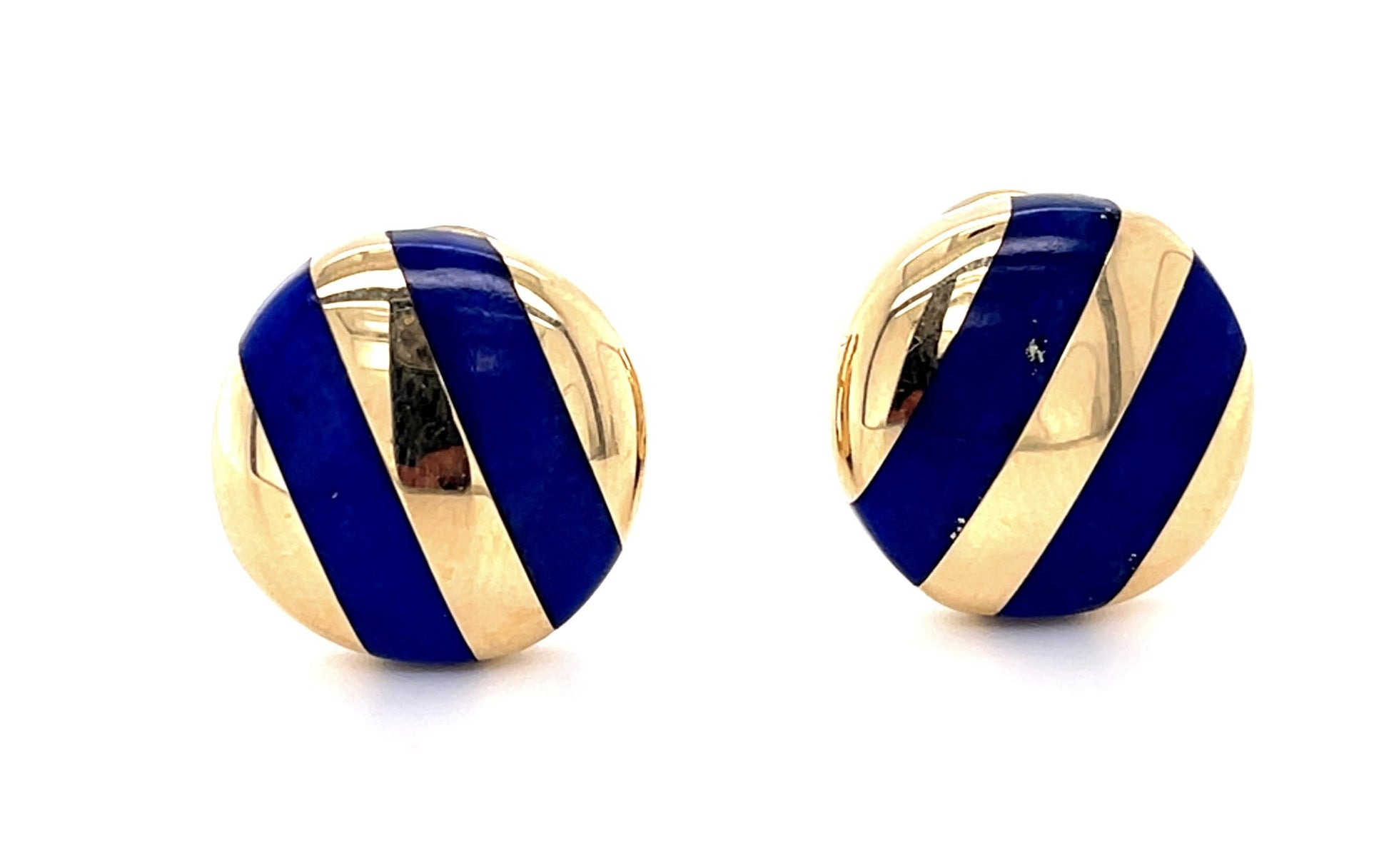 18KY Blue Lapis Clip Earrings