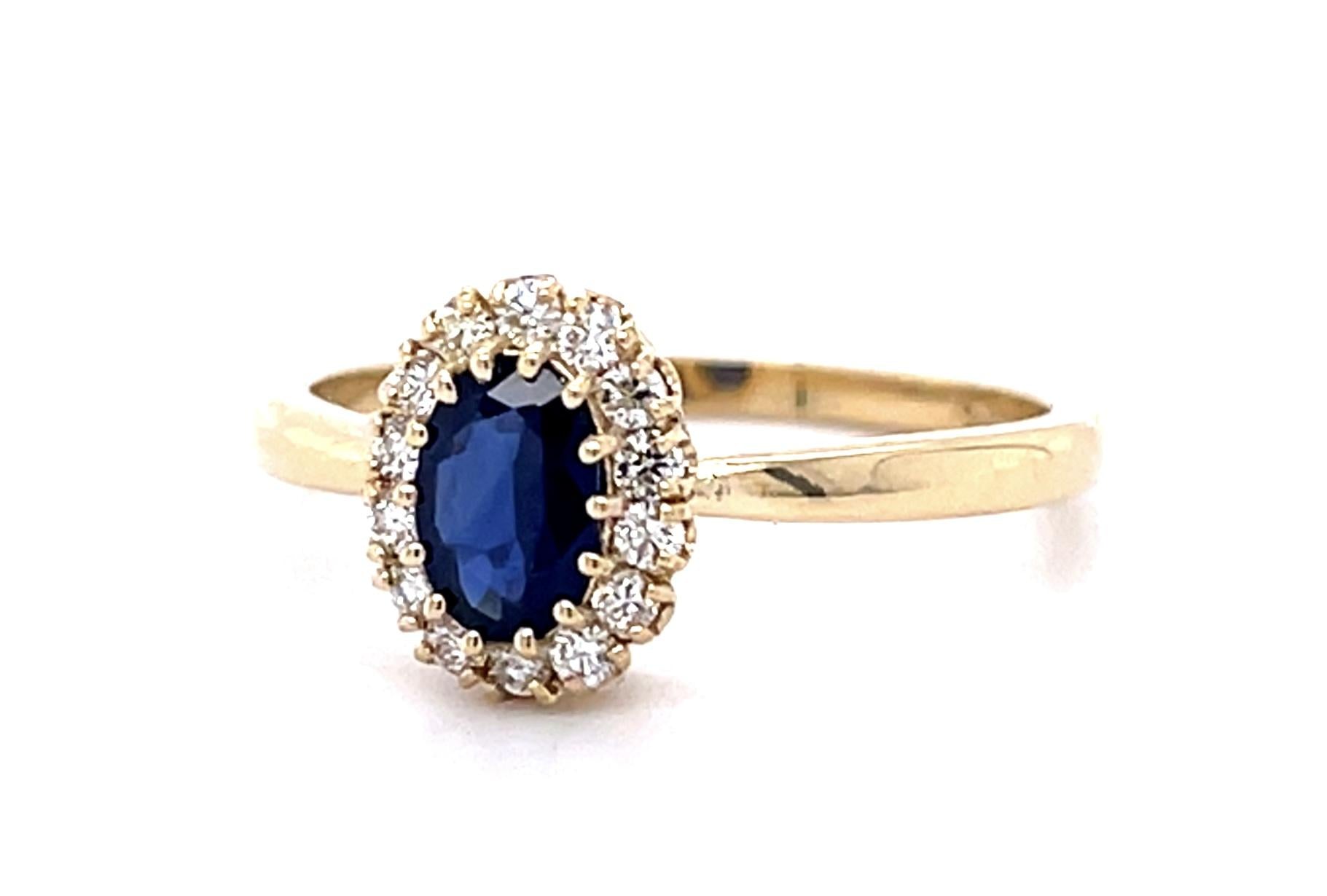 Original Victorian .35ct Oval Sapphire 14KY Ring (Antique 1880s)