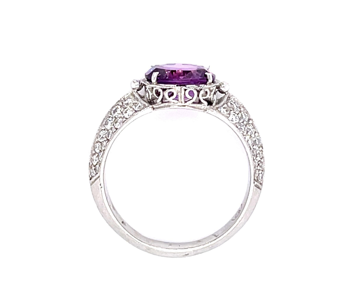2.28ct Pink Sapphire PT Ring .66ct Diamond