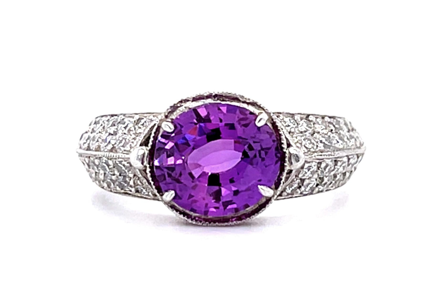 2.28ct Pink Sapphire PT Ring .66ct Diamond